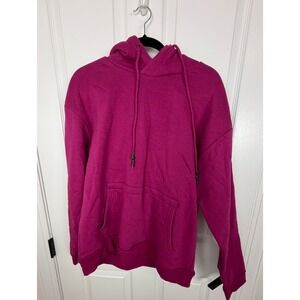 Nasty Gal Oversized Hoodie Cherry Magenta Pink Fleece Sweatshirt Size 8 NEW